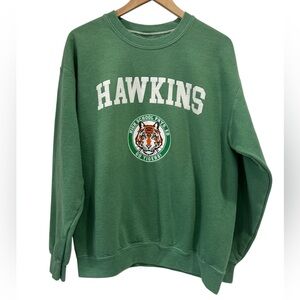 Stranger Things Netflix Hawkins High School Graphic Crew Neck Sweatshirt - Small